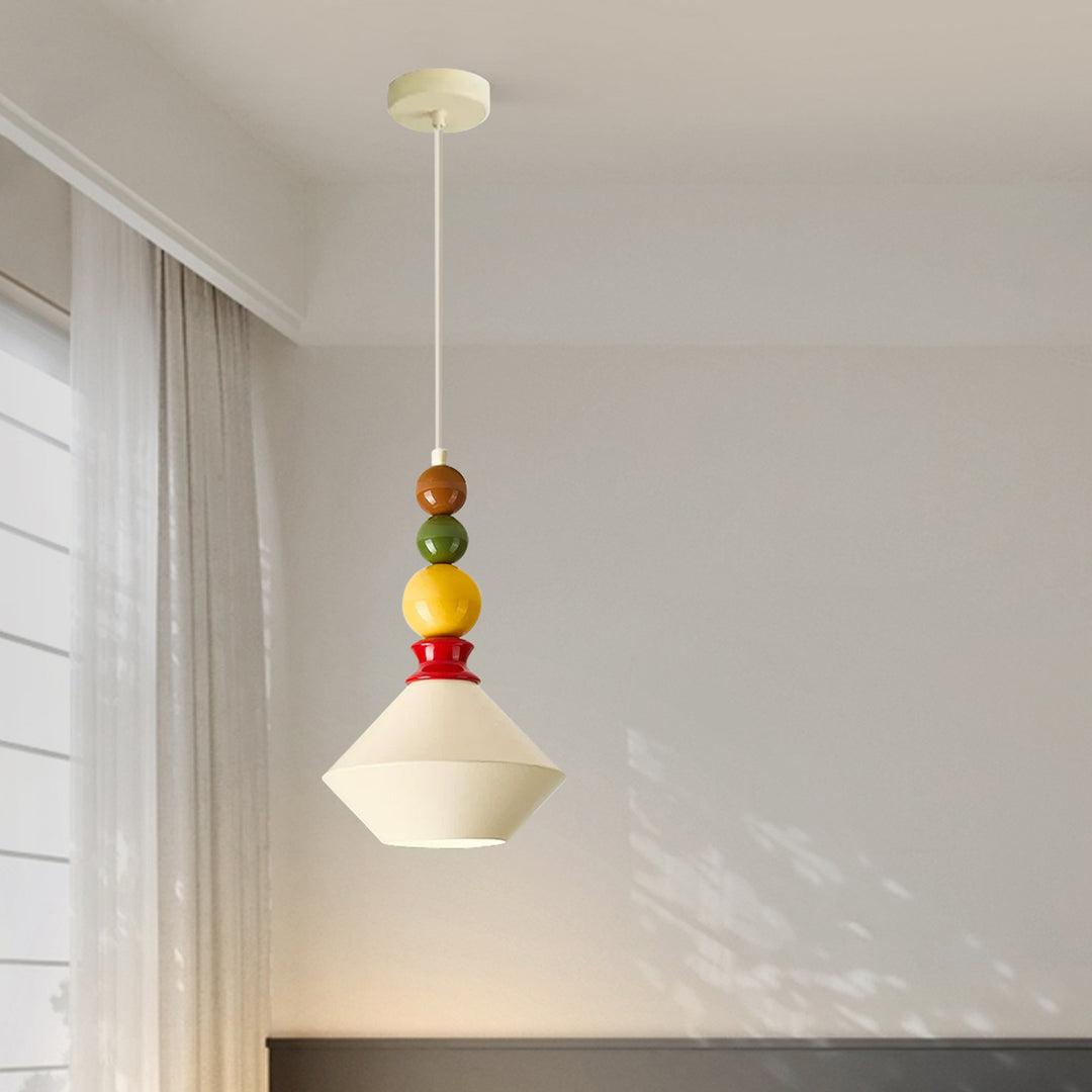 Mid-Century Geometric Ceramic Bead Pendant Light