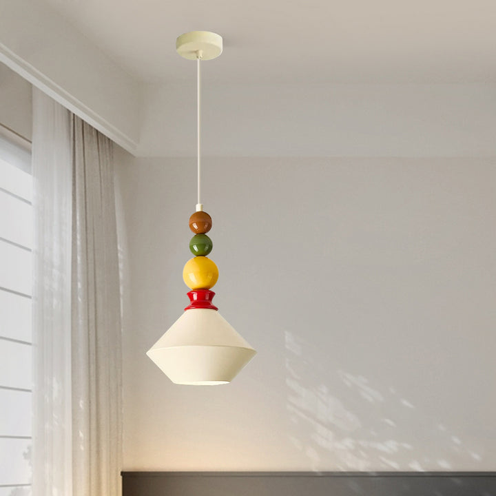 Mid-Century Geometric Ceramic Bead Pendant Light