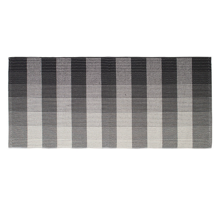 Flat-woven floor rug for bedrooms and living spaces with striped texture and low pile