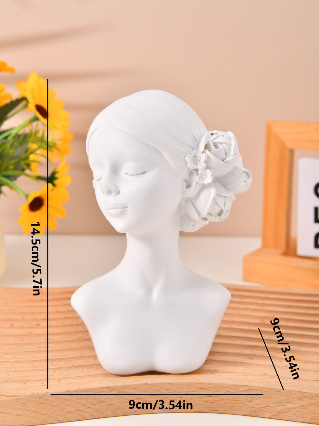 Decorative Flower Girl Bust Figurine
