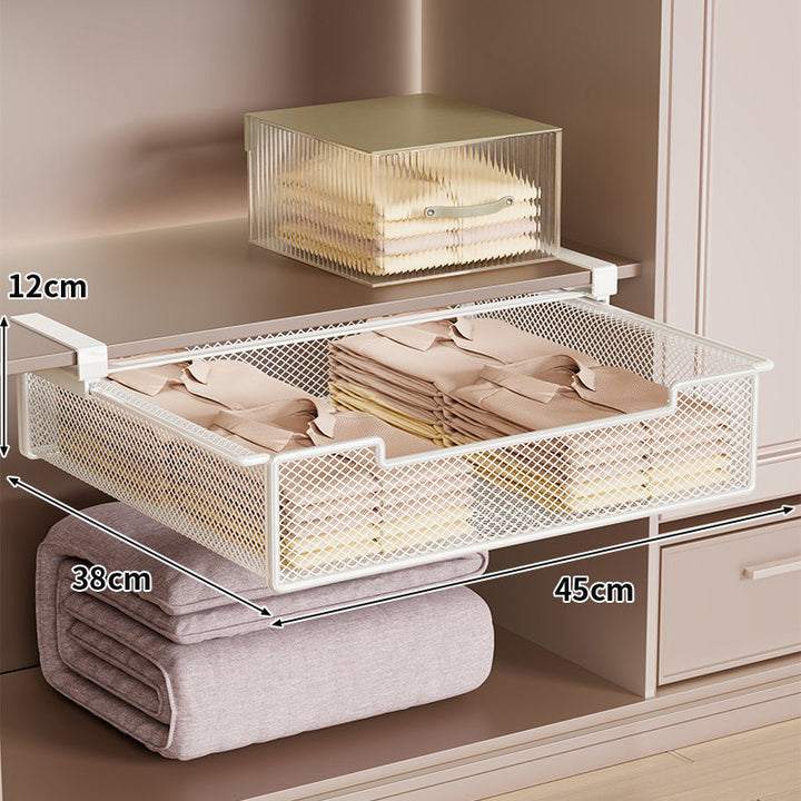 Under-Shelf Pull-Out Mesh Drawer Organizer for Closet and Cabinet
