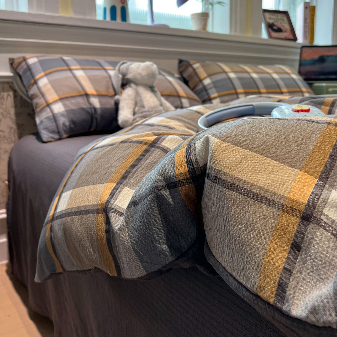 Soft Cotton Checkered Duvet Cover Set