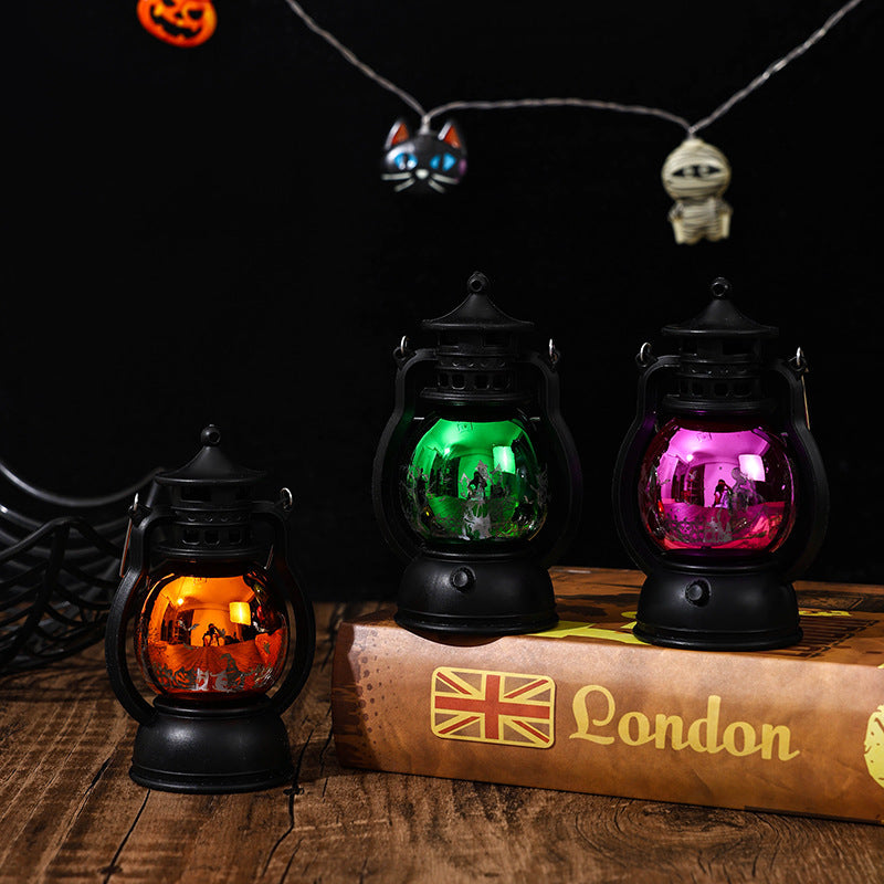 Nostalgic Lantern with Christmas Scenes