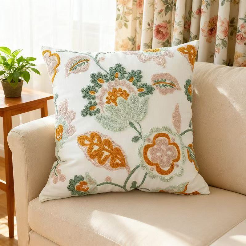 Embroidered Floral Cushion