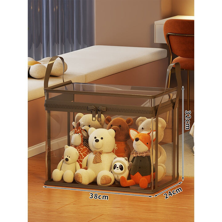 Transparent Zippered Foldable Storage Box with Reinforced Carry Handles