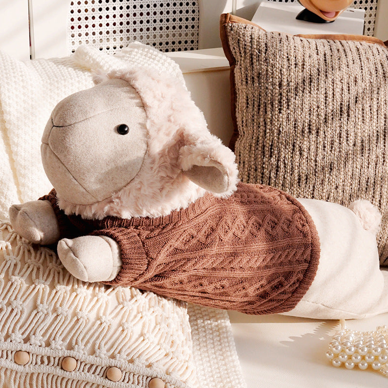 Adorable Plush Sheep-Shaped Decorative Pillow