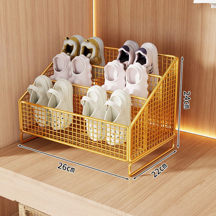 Compact Angled Tri-Level Mesh Slipper and Small Shoe Organizer Bin