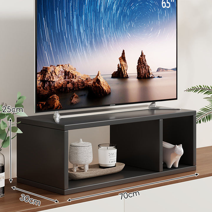 Low-Profile TV Stand Riser with Dual Open Storage Compartments