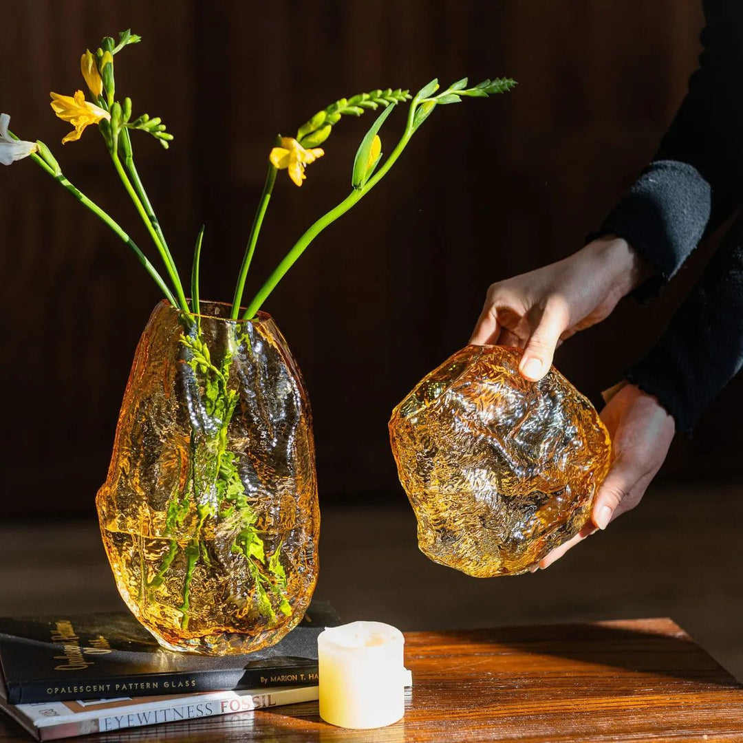 Handcrafted Textured Glass Vase