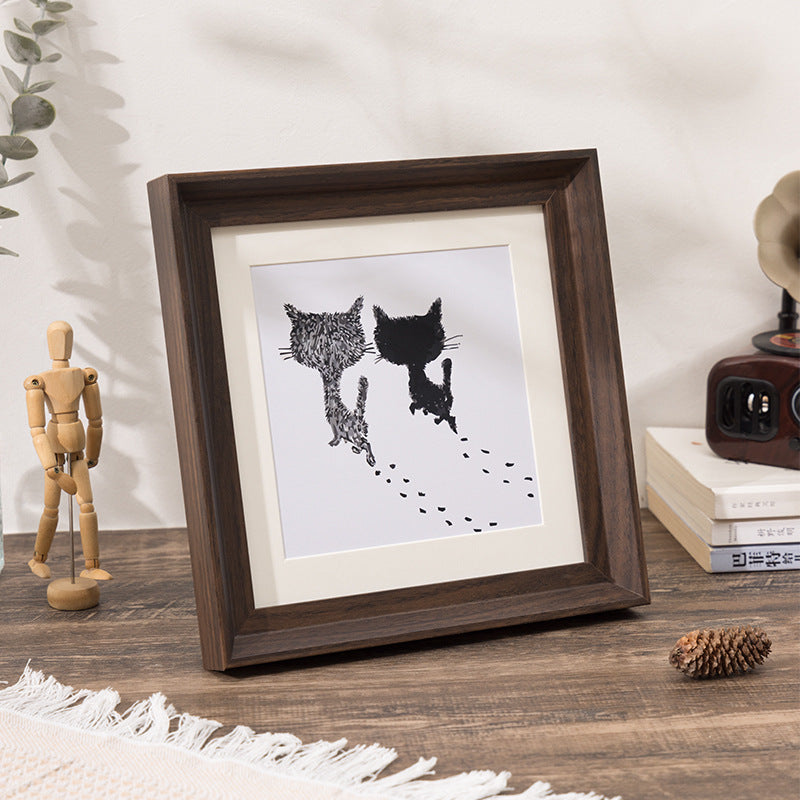 Artistic Cat Illustration Picture Frame for Wall Decor