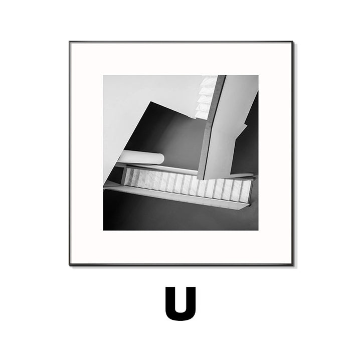 Framed Black and White Architectural Artwork