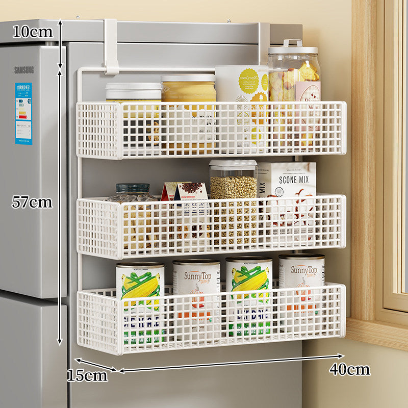 Over-Door Two Tier Metal Mesh Hanging Kitchen Storage Basket Organizer with Hooks