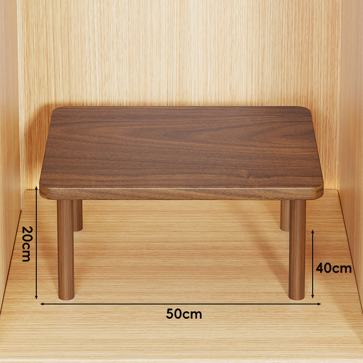 Height-Adjustable Rectangular Wooden Riser Table with Detachable Round Legs