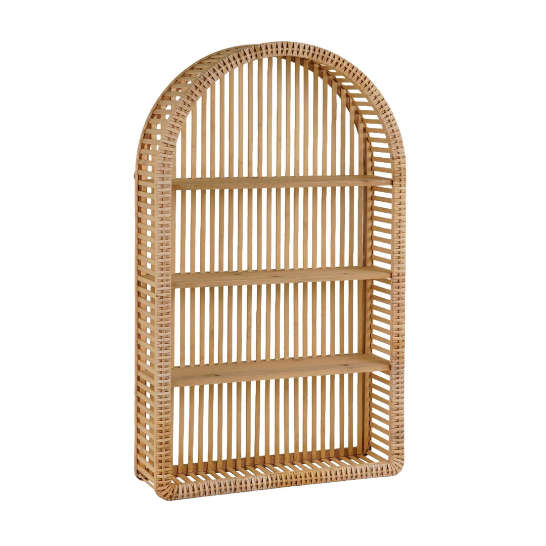 Round Wall Shelf Made of Natural Rattan