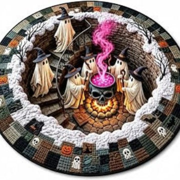 Spooky Halloween-Themed Decorative Round Area Rug