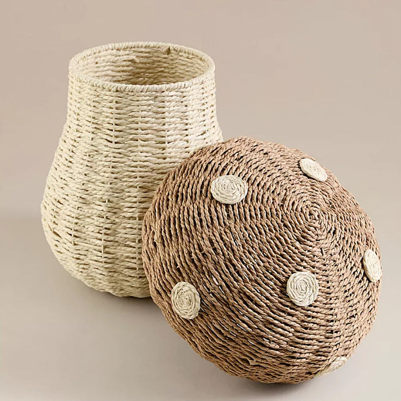 Playful storage basket in mushroom design