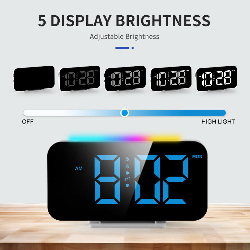 Digital radio alarm clock with large LED digits