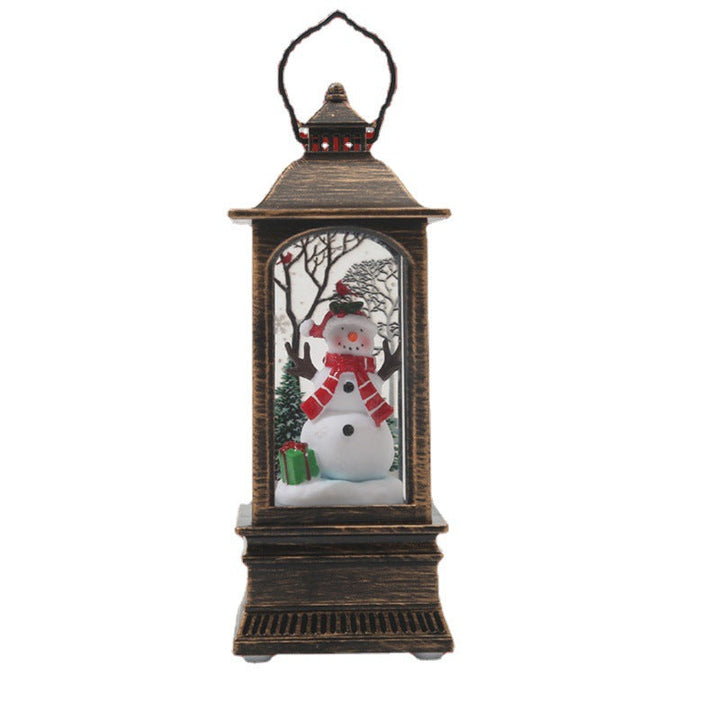 Nostalgic Christmas lantern with glowing snowman