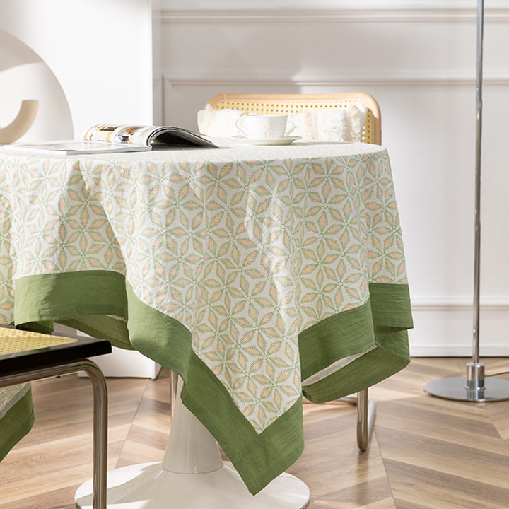 Cotton tablecloth with graphic all-over pattern and contrasting hem edge