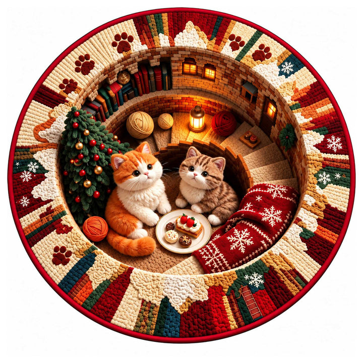 Festive Santa Claus Themed Round Mat for Home