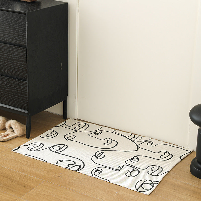Table mat made of cotton fabric with abstract line art motif