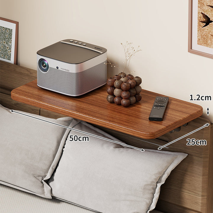 Headboard-Mounted Floating Bedside Shelf for Projectors and Devices