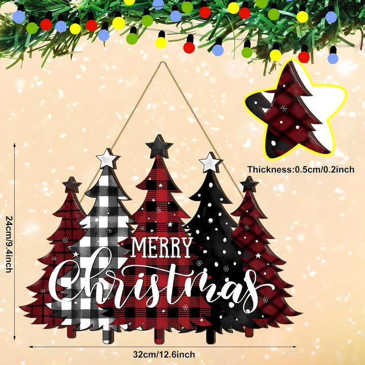 Decorative wooden sign with winter motifs