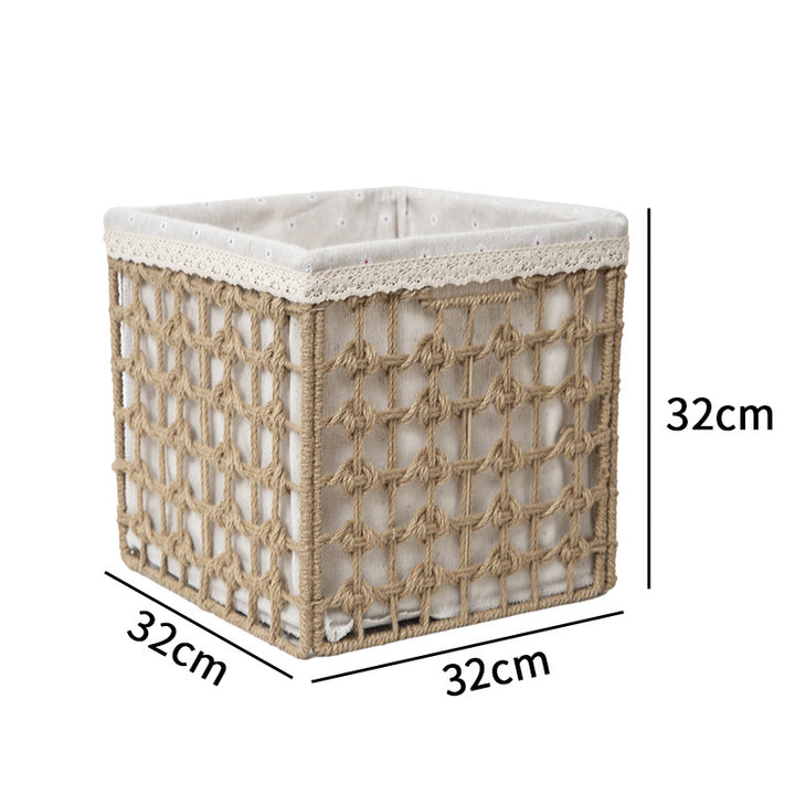 Storage basket made of woven material