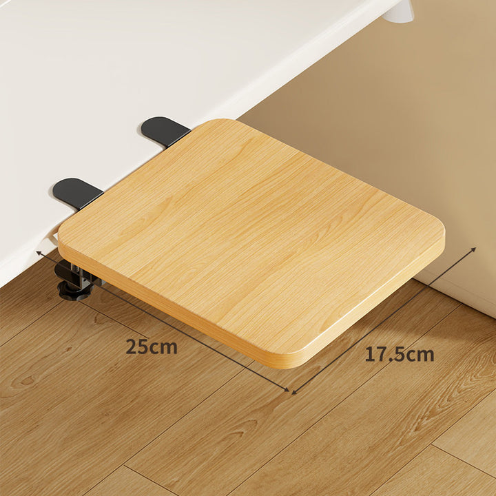 Under-Desk Bamboo Slide-Out Work Surface Clamp-Mounted Keyboard & Mouse Platform