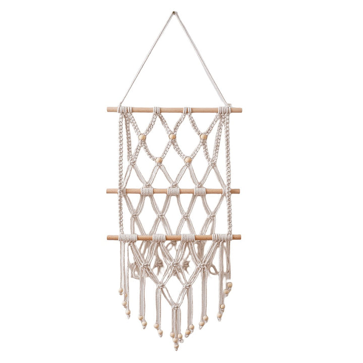 Macrame Wall Hanging with Natural Wood Accents