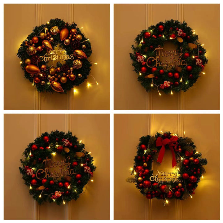 Festive Christmas wreath with lights