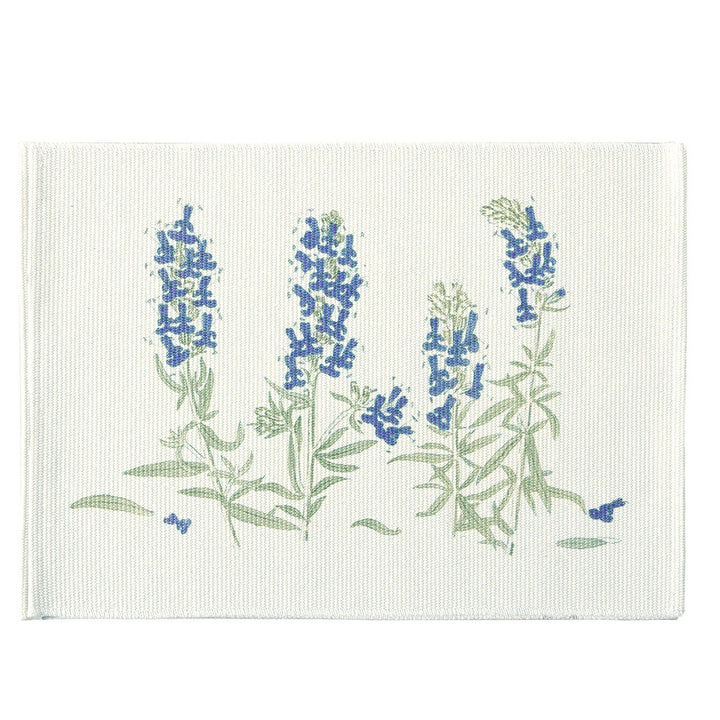 Woven placemat with botanical wildflower print and non-slip backing
