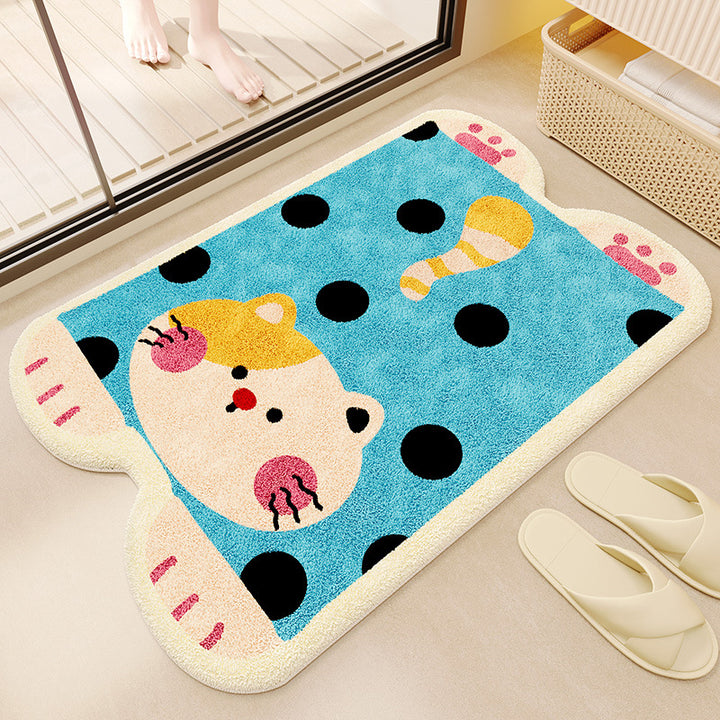 Panda-Themed Plush Bath Mat for Bathroom