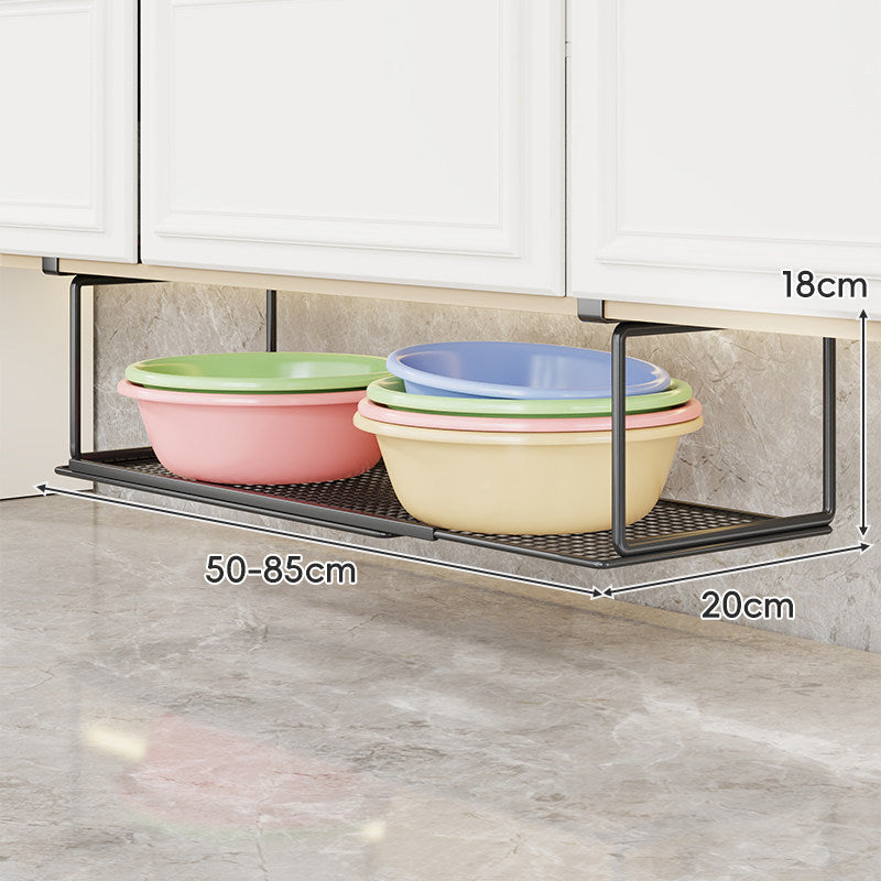 Telescoping Under-Cabinet Hanging Shelf with Non-Slip Mesh Tray