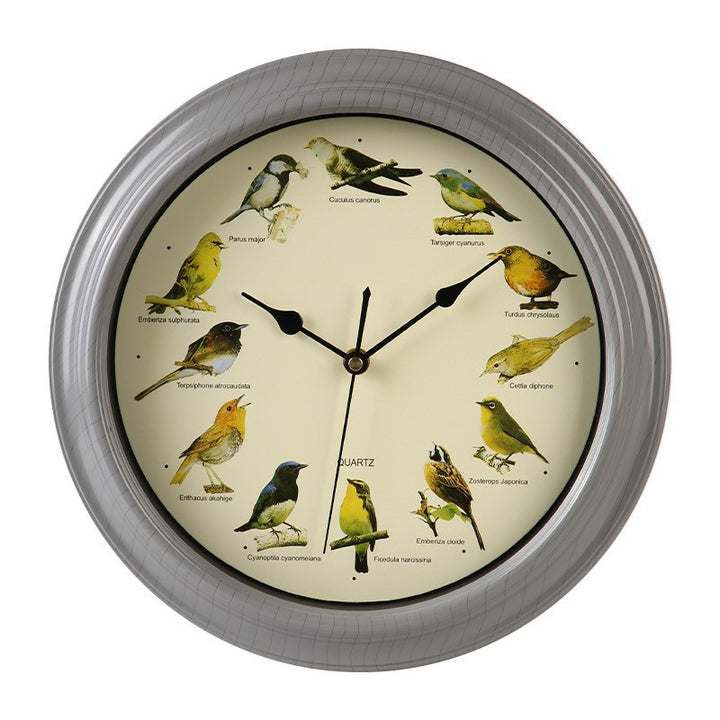 Wall clock with colorful bird design