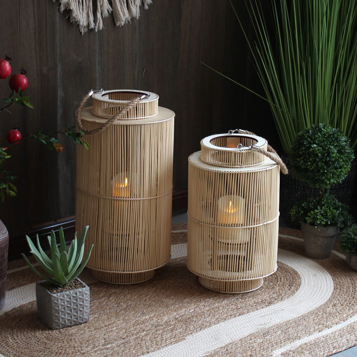 Decorative lantern made of woven material