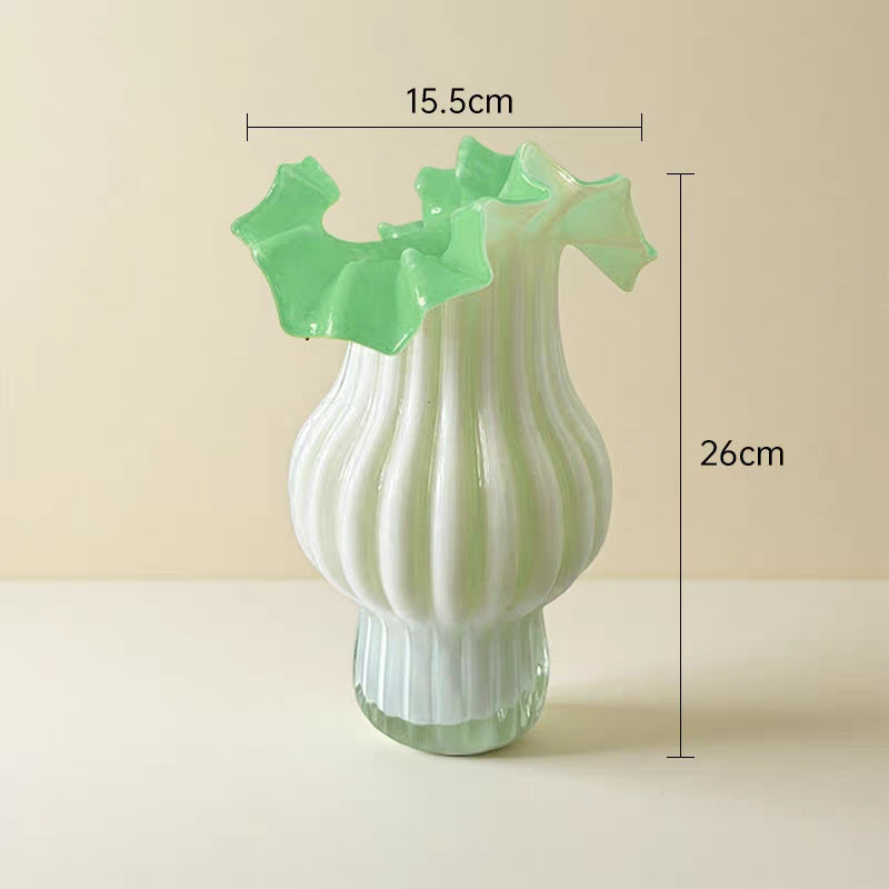 Decorative Ribbed Glass Vase