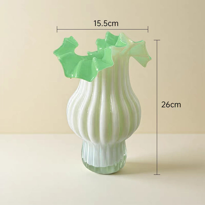 Decorative Ribbed Glass Vase