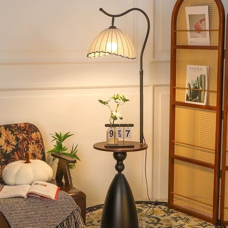 Modern floor lamp with integrated side table