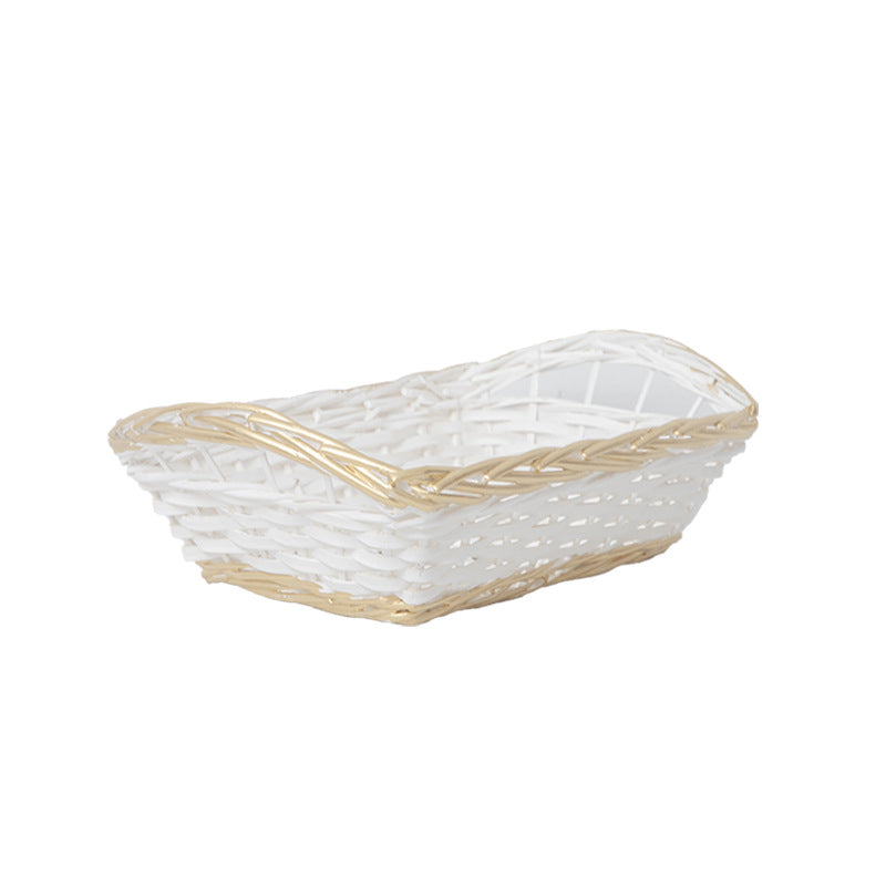 Decorative storage basket with braided frame