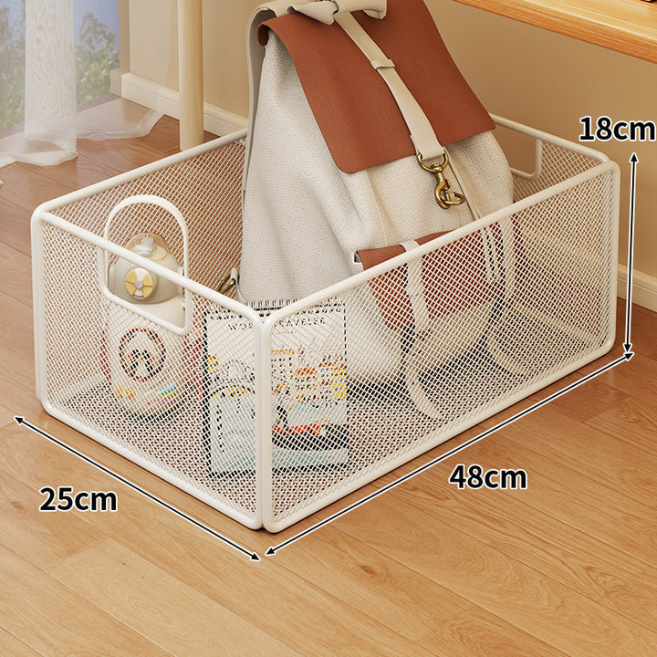 Under-Desk Rolling Mesh Utility Basket with Locking Swivel Wheels