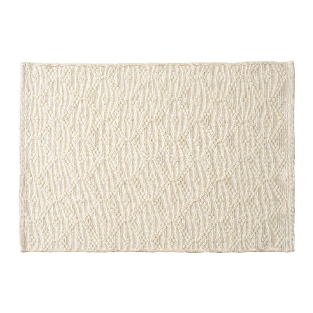 Woven square placemat with embossed diamond pattern