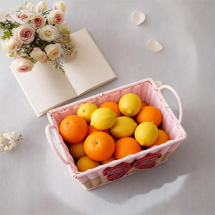 Decorative Woven Storage Basket with Bow Design