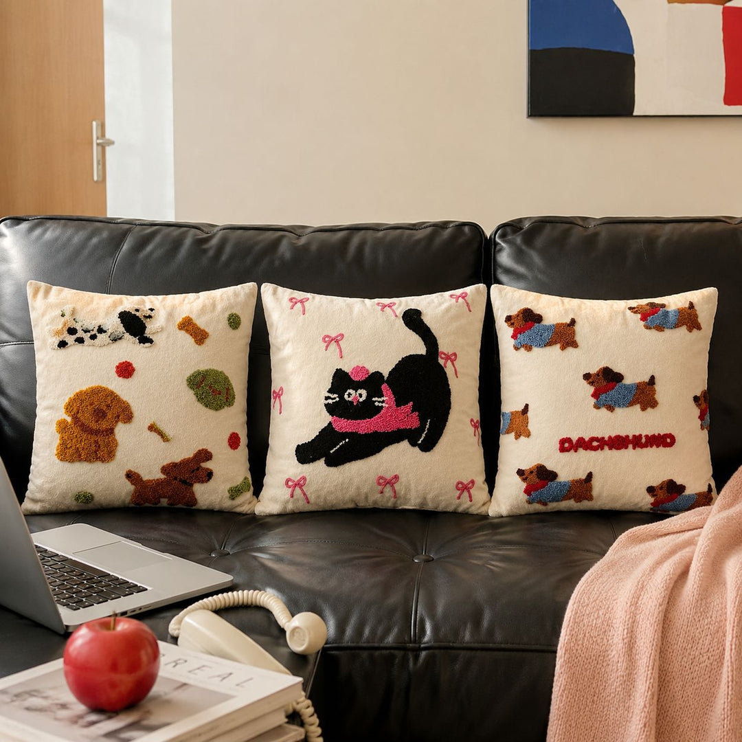 Decorative Dog-Themed Accent Cushion