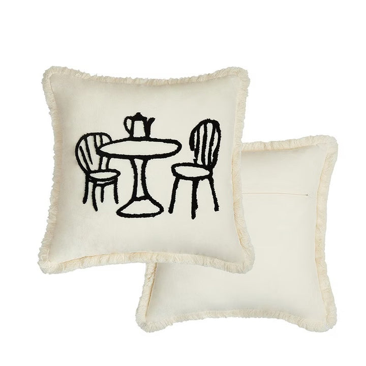 Artistic Table and Chairs Throw Pillow