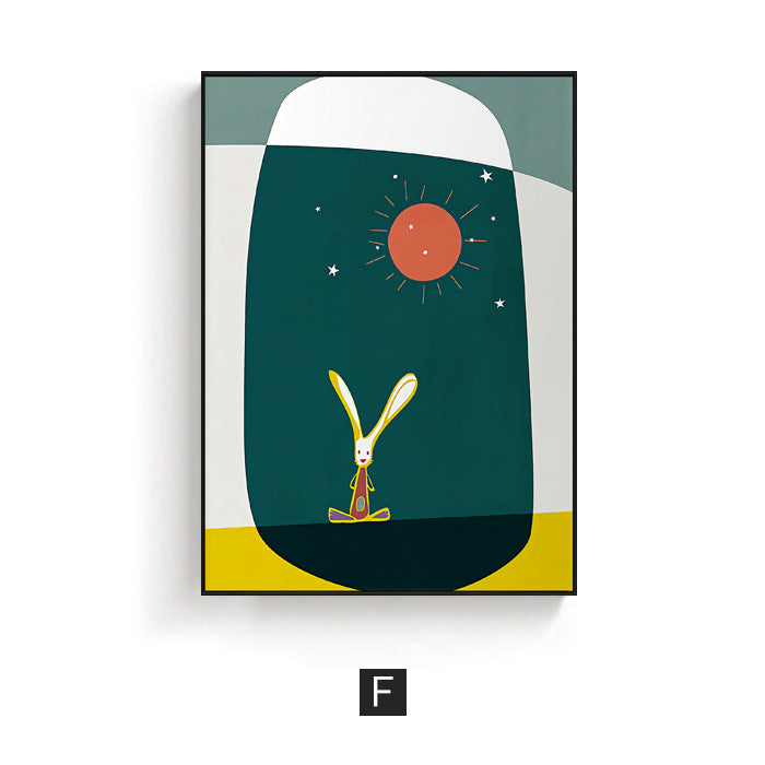 Abstract Giraffe Illustration Framed Art