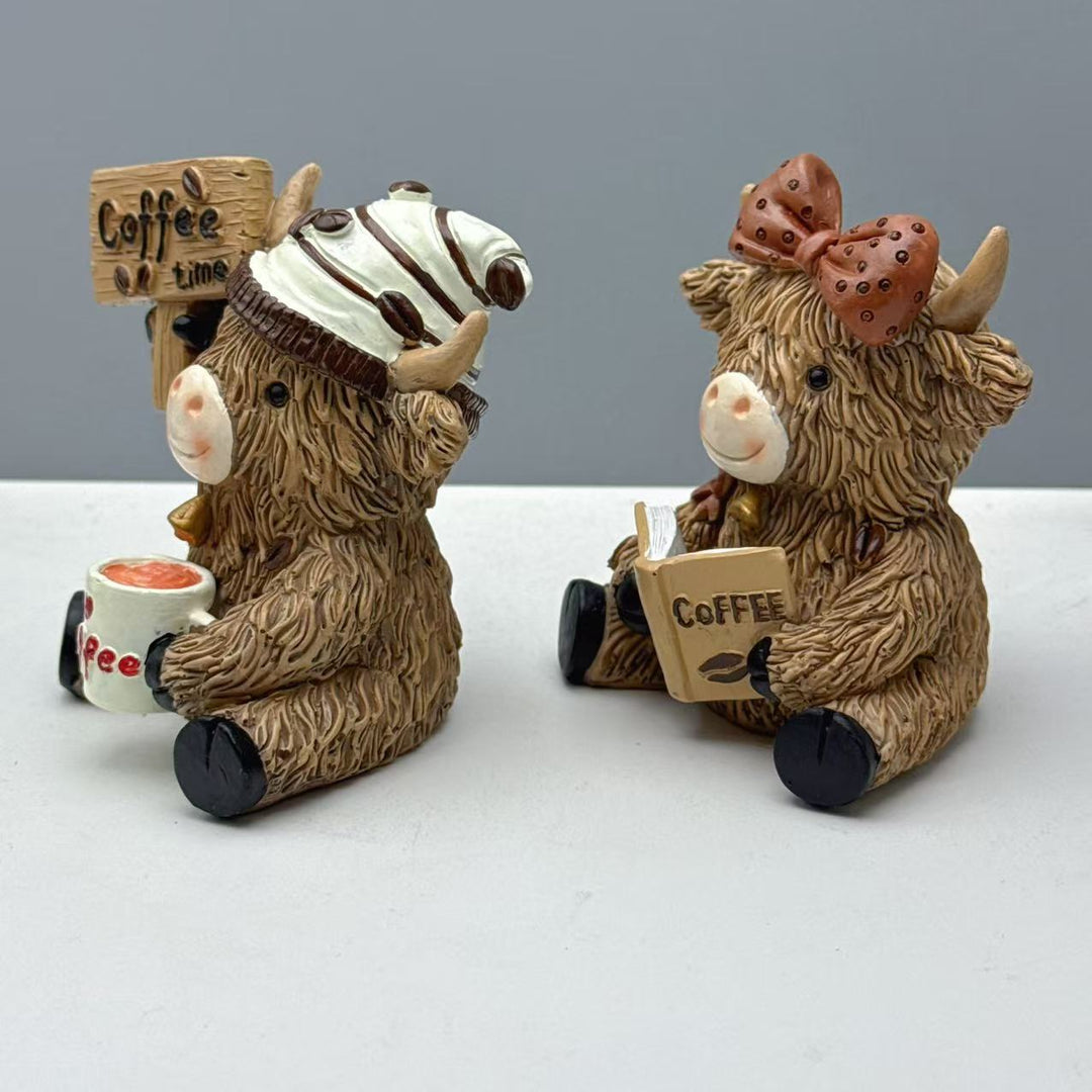 Decorative Highland Cattle Coffee Figure