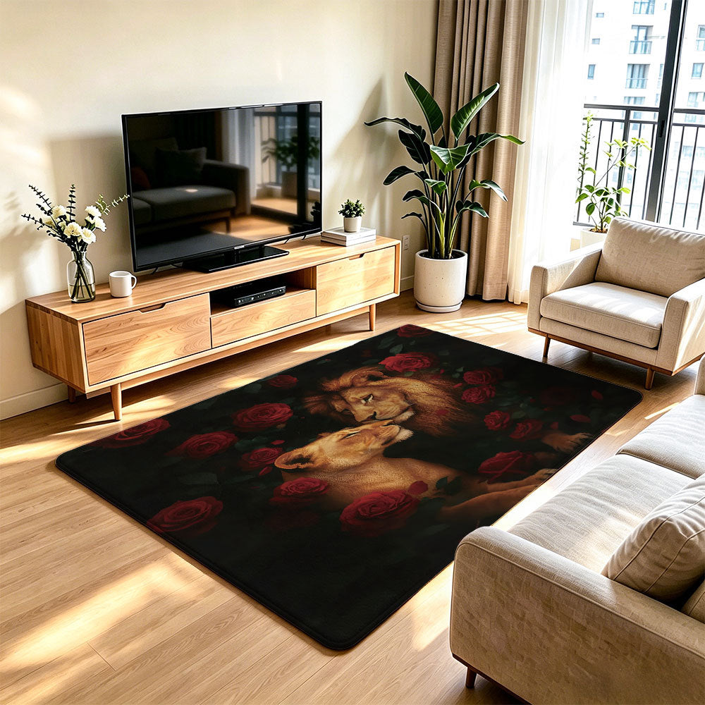 Artistic Lion Print Area Rug