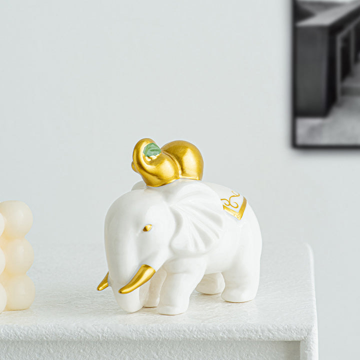 Elegant elephant figure made of high-quality ceramic