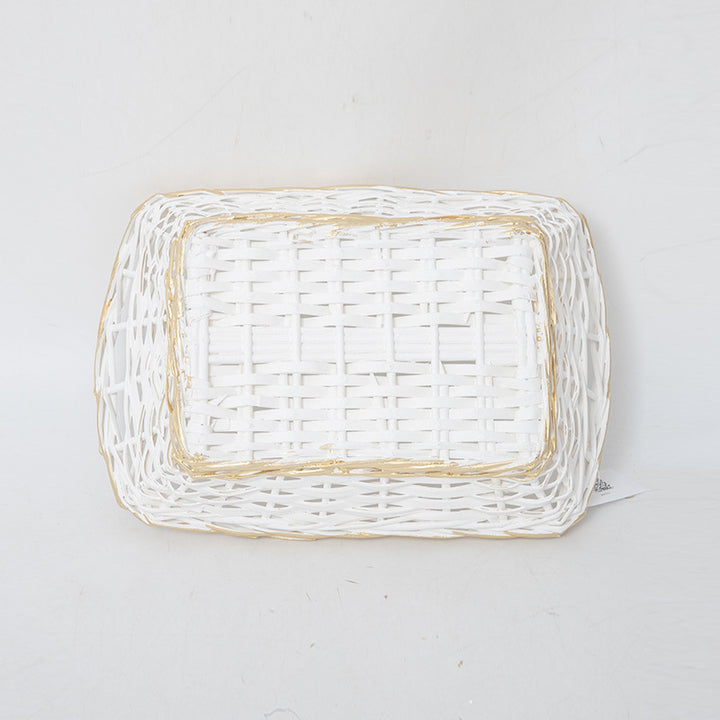 Decorative storage basket with braided frame